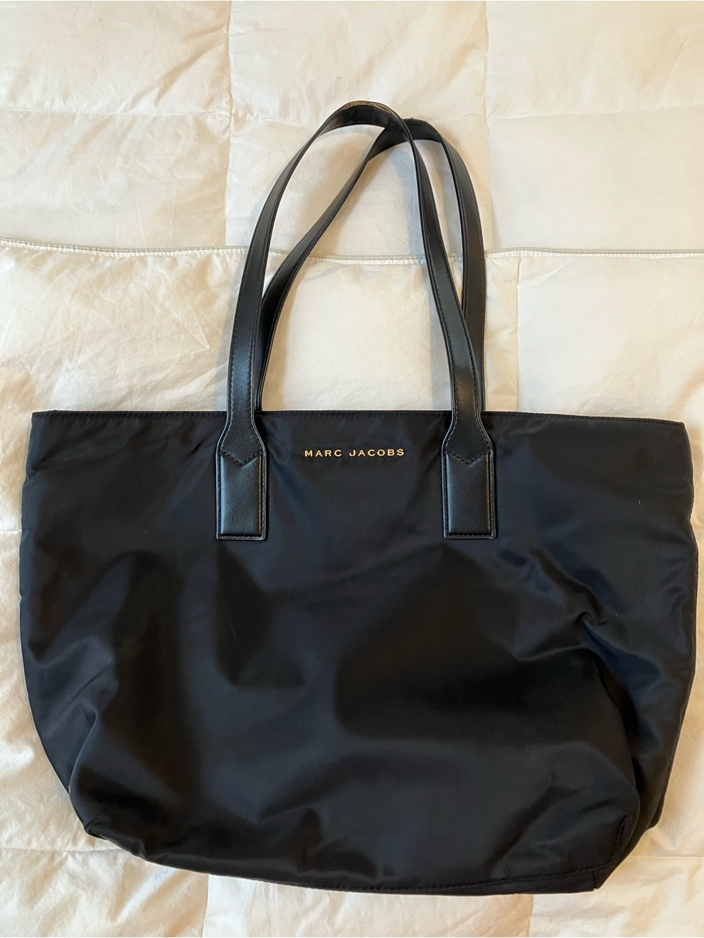 Marc Jacobs Black Nylon Tote with Gold Logo
